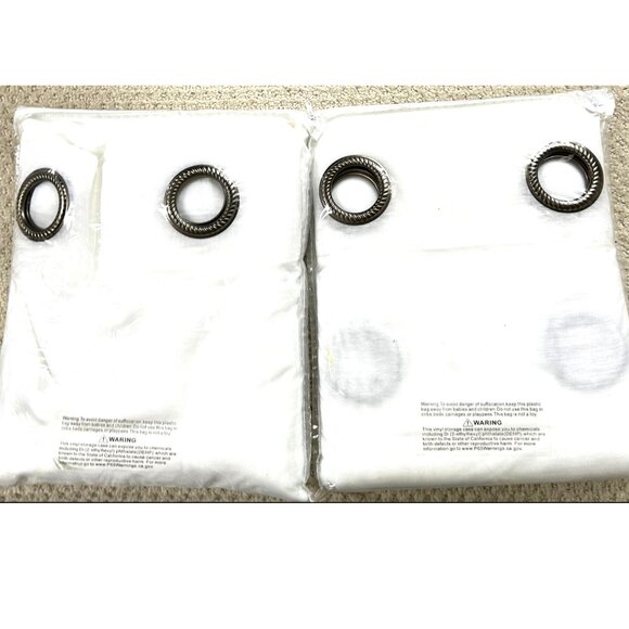 Carina white window curtains linen textured drapes panels with grommets 52"x132" - Picture 5 of 6